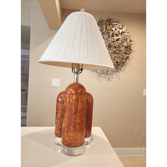 RARE MIDCENTURY KARL SPRINGER PARCHMENT & LUCITE BASE TABLE LAMP - Picture 4 of 10